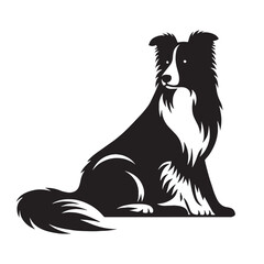 Featuring an intelligent Border Collie canine illustration, showcasing its distinct form - Border Collie silhouette - Border Collie Vector - Silhouette of Border Collie - dog vector

