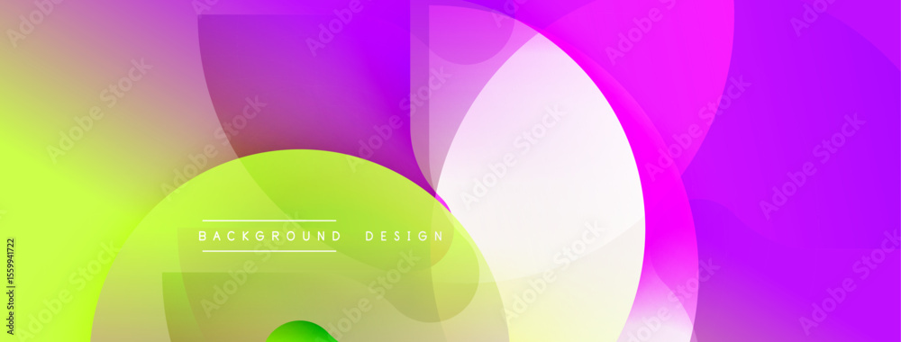 Poster Abstract vibrant background. Overlapping circles create dynamic colorful composition. Gradient shades transition smoothly, offering modern aesthetic.