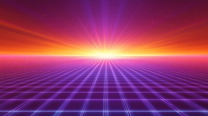 Futuristic, vibrant, gridded dawn