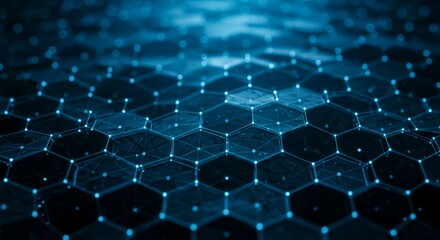 Obraz premium Hexagon Pattern with Blue Lines and Dots Background