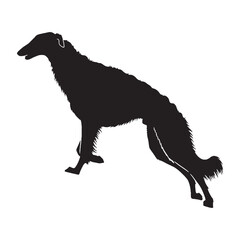 Featuring an authentic Borzoi canine visual, accurately representing the breed - Borzoi silhouette - Borzoi Vector - Silhouette of Borzoi - dog vector

