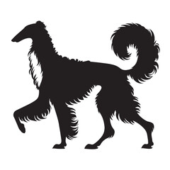 Displaying a distinctive Borzoi dog shape, embodying its unique presence - Borzoi silhouette - Borzoi Vector - Silhouette of Borzoi - dog vector

