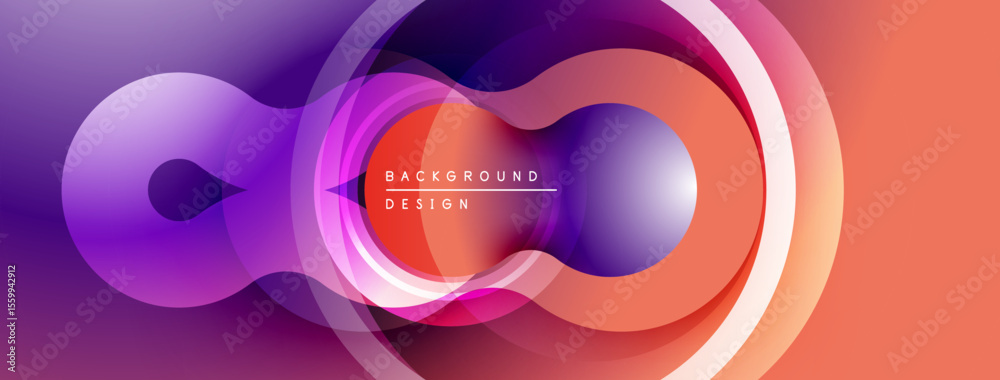Fototapete Abstract flowing shapes, vibrant colors create modern background. Gradient transitions, smooth curves define dynamic composition.