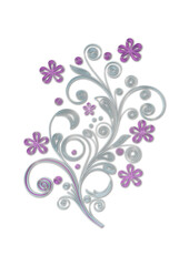 Floral design in quilling technique. Imitation of paper work. Transparent background. Render of 3D model. PNG.