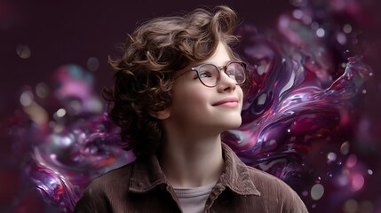 Boy looks up thoughtfully