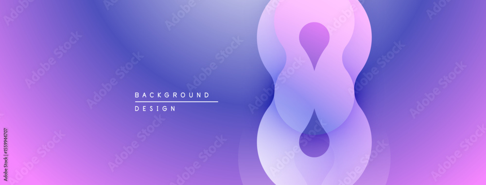 Poster Abstract purple design features flowing shapes. Gradient background creates soft, modern visual effect. Minimalist composition, elegant.
