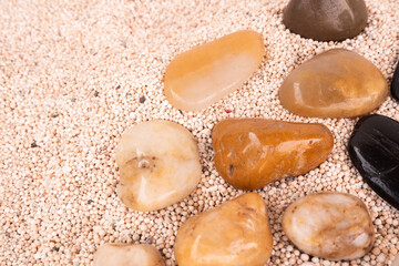 close-up of stone in the beach sand