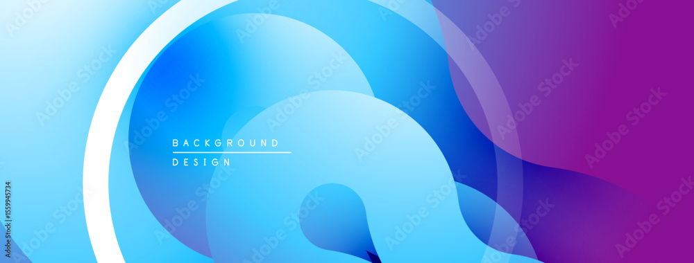 Aufkleber Abstract fluid shapes blend blues, purples. Modern design evokes movement, depth. Gradient colors create dynamic visual effect.
