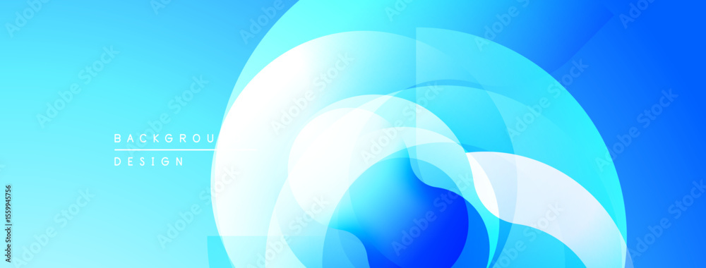 Aufkleber abstract blue design features overlapping circles, gradients. modern aesthetic, clean composition, s