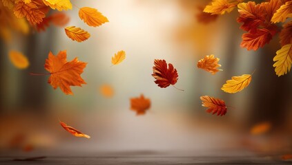 Autumn leaves falling
