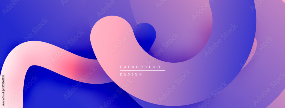 Aufkleber Abstract fluid shapes, vibrant colors blend. Modern design, smooth gradients create dynamic composition. Background suggests movement, energy.