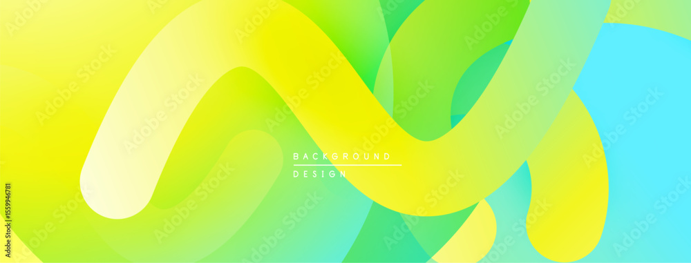 Aufkleber abstract fluid shapes, vibrant colors blend. yellow, green, turquoise create dynamic visual flow. mo