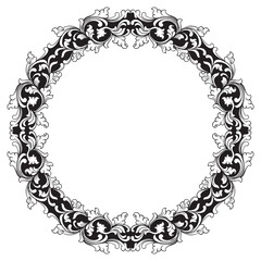 Vintage baroque frame with floral ornament engraving illustration art