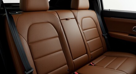 Fototapeta premium Elegant and Luxurious Brown Leather Car Interior Detailing for Comfort and Style