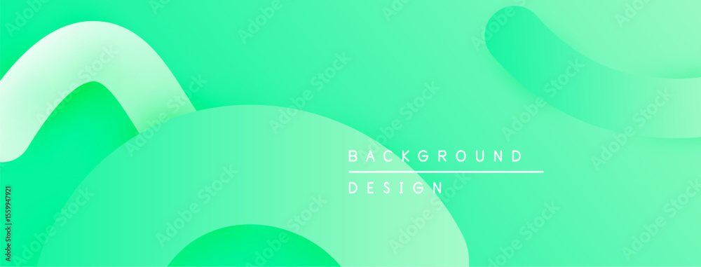 Poster Abstract green background. Smooth shapes overlap creating dynamic visual effect. Minimalist design suitable for various projects.