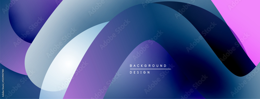 Aufkleber abstract fluid shapes, vibrant blues, purples, pinks blend. modern design, smooth gradients create d