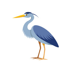 Elegant heron bird illustration isolated on white background