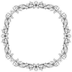 Vintage baroque frame with floral ornament engraving illustration art