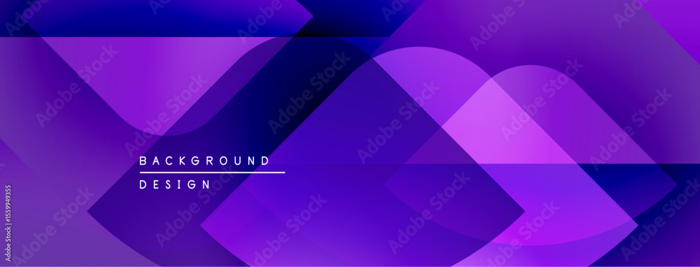 Poster Abstract purple background. Overlapping shapes create dynamic visual effect. Modern design suitable for banners, headers.