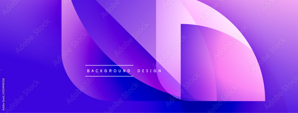 Poster abstract purple design features layered shapes, gradients. text reads background design. modern, vib