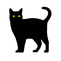 Silhouetted Black Cat with Glowing Eyes