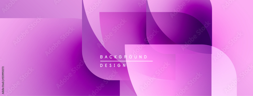 Poster Abstract purple background. Overlapping shapes create dynamic visual effect. Modern design, gradients, smooth transitions present.