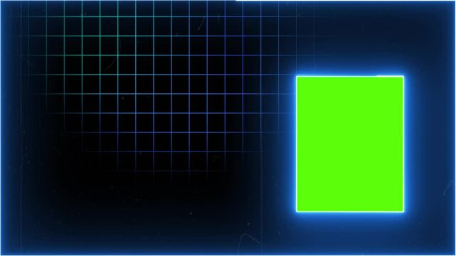 Green screen animation with grid background and saber effect for documentary videos.