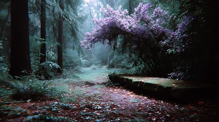 Enchanted forest path scene