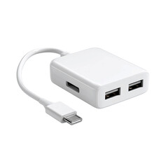 White USB-C Hub with Two USB-A Ports and SD Card