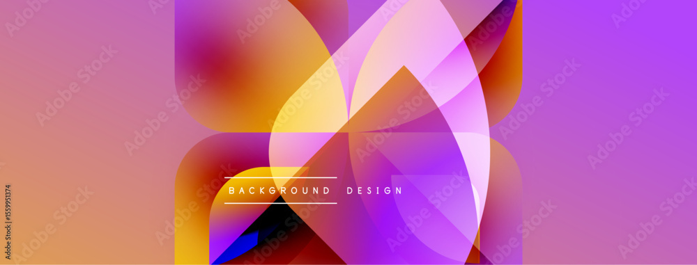 Poster Abstract vibrant shapes overlap, creating dynamic colorful gradient background. Modern design elements suggest fluidity, energy.