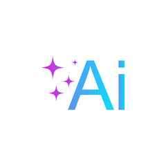  ai icon, colorful artificial intelligence logo with stars