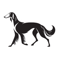 A beautiful and elegant Saluki breed design, perfect for various artistic and commercial uses - Saluki silhouette - Saluki Vector - Silhouette of Saluki - dog silhouette

