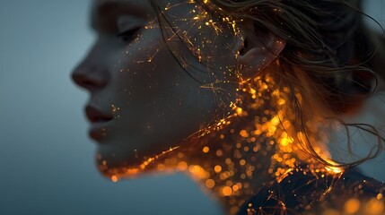 Glowing Woman Silhouette Art