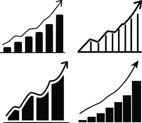 Vector art set of graphs showing upward trends