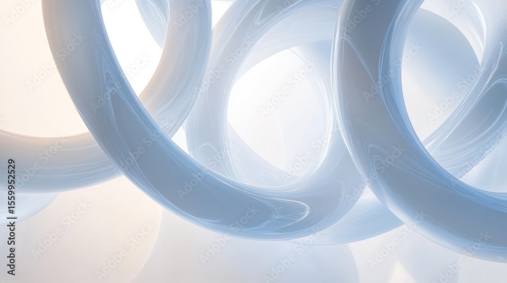 Fototapete abstract light blue rings with a smooth glossy surface and soft, diffused background