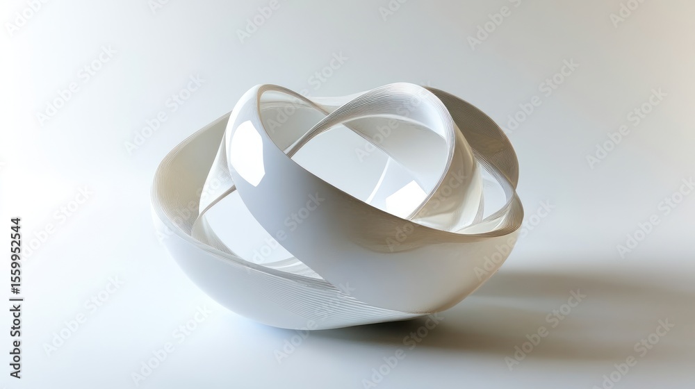 Poster abstract sculpture of interconnected forms on a minimalist background showcasing unity