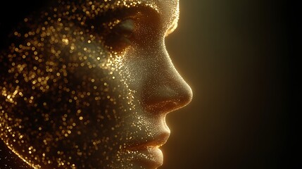 Golden Woman's Profile Art