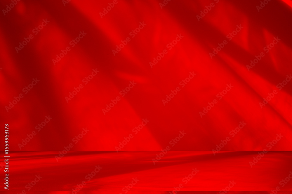 Aufkleber Wall interior background, studio and backdrops show products.with shadow from window color Red background for text insertion and presentation product
