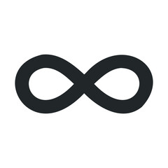 Black infinity symbol on white background.