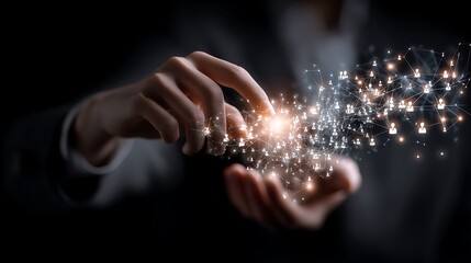 Hands holding network data