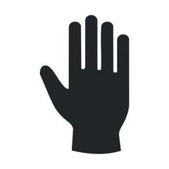Obraz premium Black silhouette of raised human hand on white background.