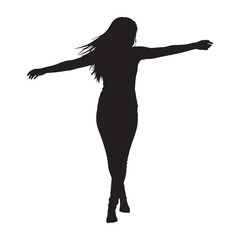Obraz premium Flowing lady swinging arms with smooth and continuous motion - lady swinging arms silhouette - lady swinging arms Vector - Silhouette of lady swinging arms