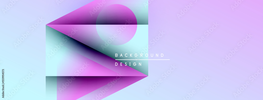 Poster Abstract geometric shapes overlap. Soft pastel colors blend, creating modern background design. Light gradients enhance visual depth.