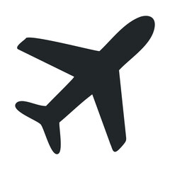 Obraz premium Silhouette of airplane in flight against white background.