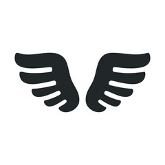 Minimalist black wing icon in symmetrical design.