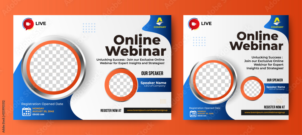 Poster editable webinar conference banner template. gradient abstract background color composition shape. s