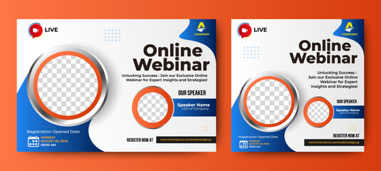 Editable webinar conference banner template. gradient abstract background color composition shape. Suitable for social media post Webinar. vector
