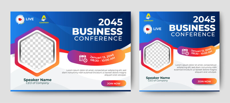 Business Webinar Live Session Conference Flyer Ad Template. vector