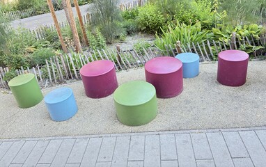 Public rest area seats.