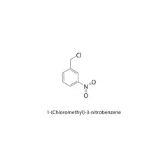 1-(Chloromethyl)-3-nitrobenzene skeletal structure. Nitroaromatic haloalkane compound compound schematic illustration. Simple diagram, chemical formula.